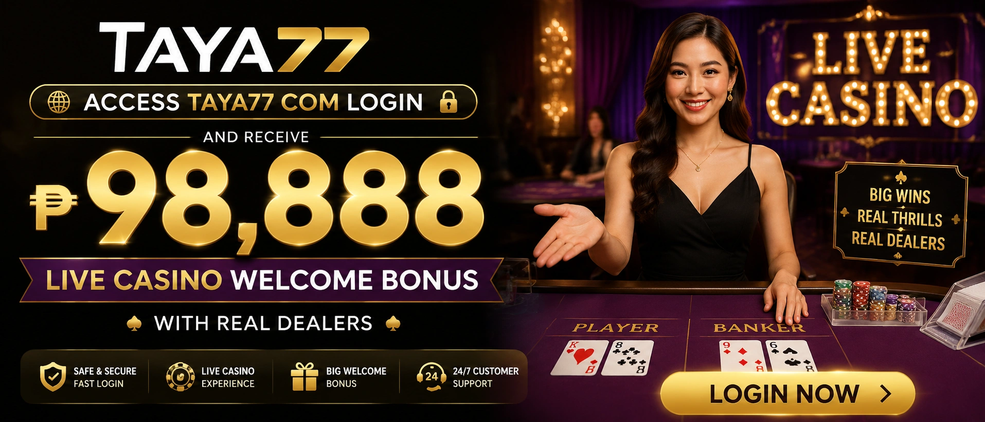 Live casino interface and table selection